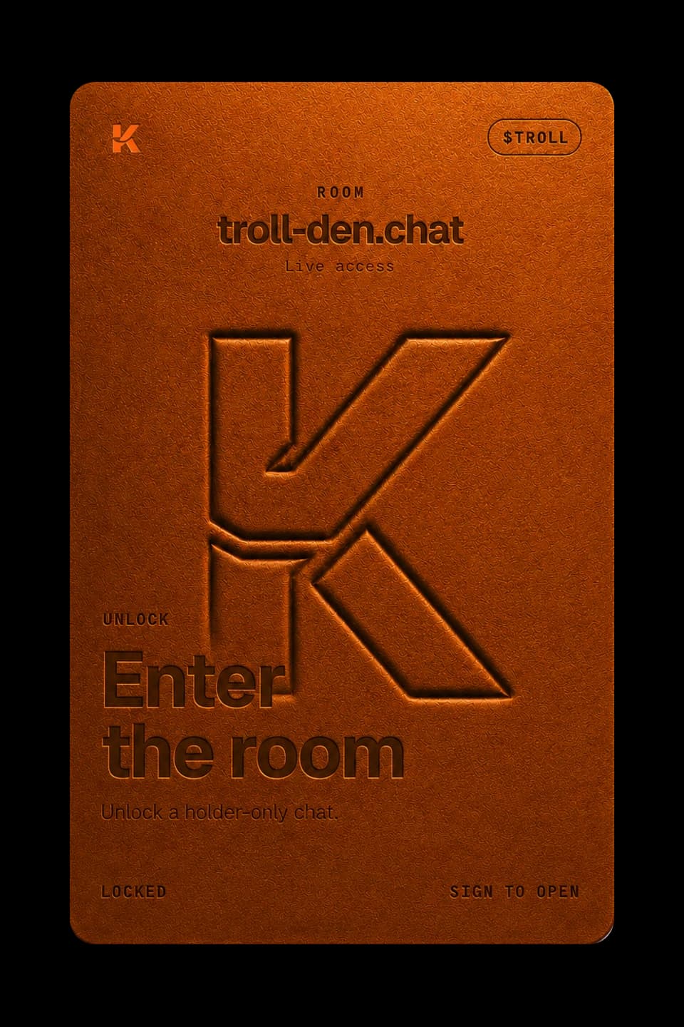 Orange Keycard access card for entering a holder room.