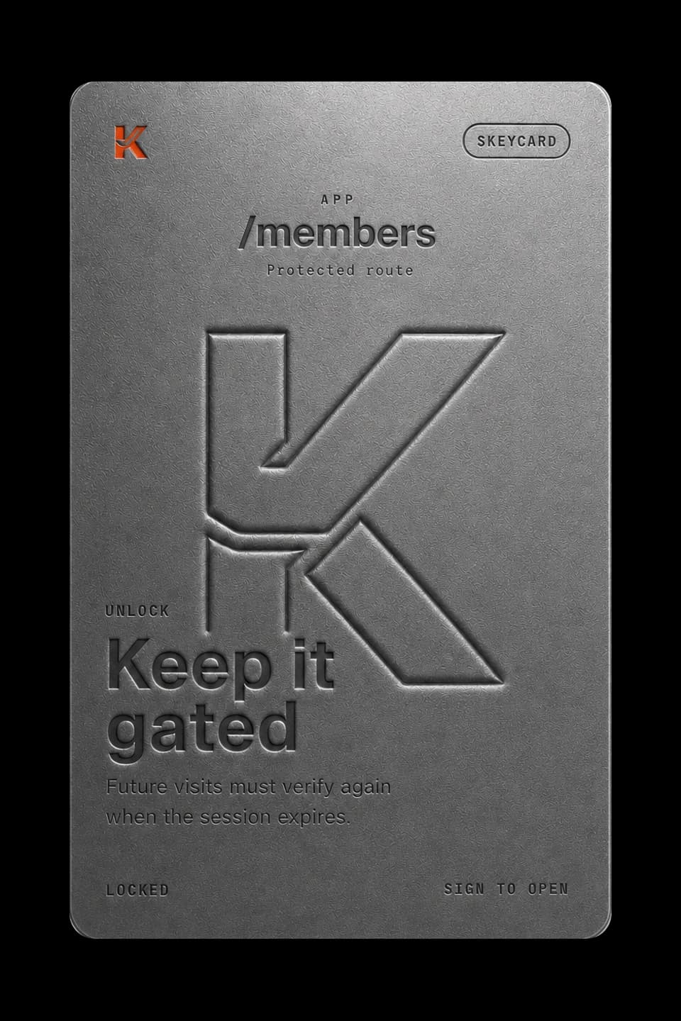 Silver Keycard access card for keeping a protected route gated.